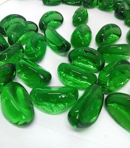 150 green glass pebbles - 150,