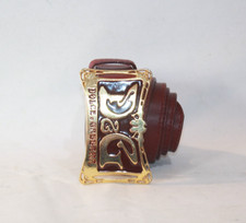 Vintage Dolce & Gabbana Womens Leather Belt 30-32" Burgundy Big-Buckle