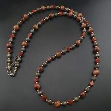 Vintage Tiger'sEye ,Jasper & Old Brass Beads Necklace
