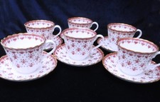 SPODE @ Fleur de Lys @ Tea Cups & Saucers [6] Red Colourway Tea set