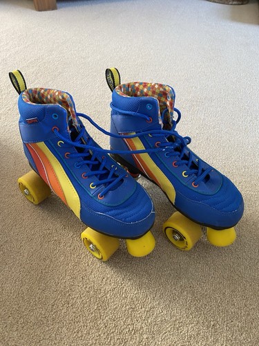 Blue striped rio roller skates - blue,