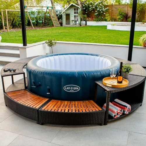 Spa black poly rattan surround - black,