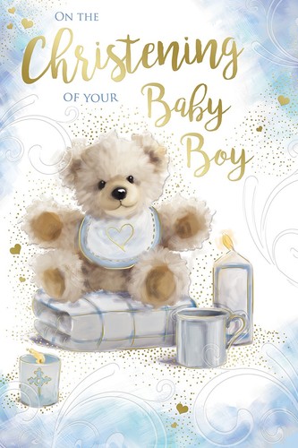 Baby boy christening card - baby,