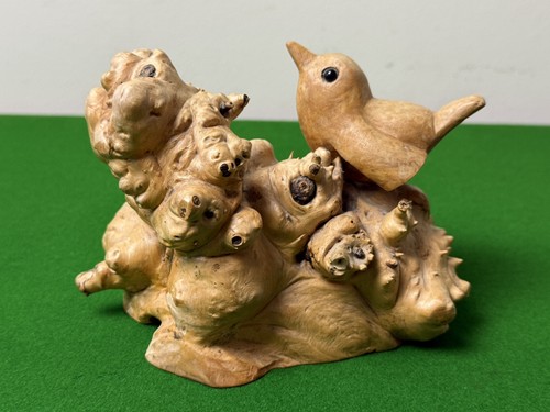 Wooden bird sculpture perched - bird,
