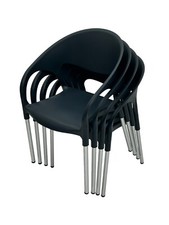 Grey Plastic Chairs, plastic stacking chair, cafe chairs, meeting room chairs X4