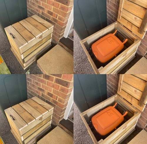 Wooden outdoor recycle bin - wooden,