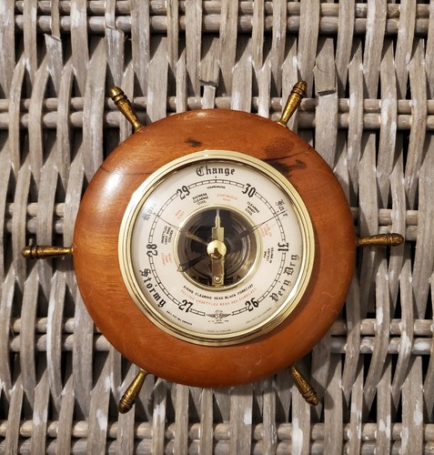 Vintage wooden barometer ships - vintage,