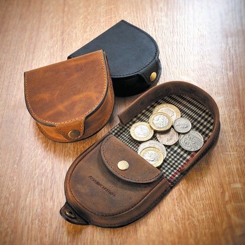 Tartan cow calf leather coin - tartan,