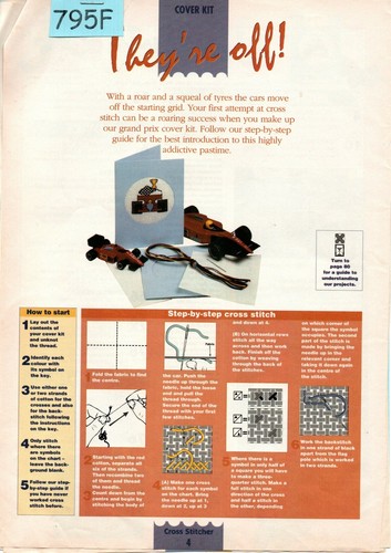 Cross stitch chart racing car - cross,