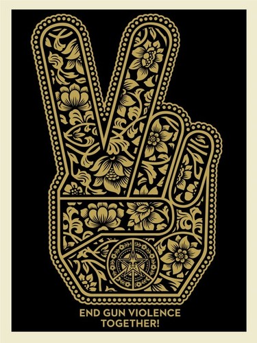 Shepard fairey peace fingers - shepard,