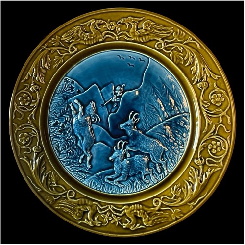 Pair majolica wall plates - majolica,
