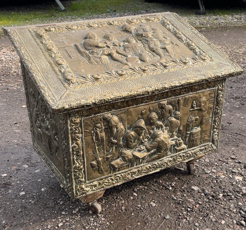 Vintage 1970 brass embossed - brass,