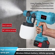 Electric Spray Gun Cordless Paint Sprayer Auto Furniture Steel Coating Airbrush