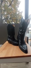LOBLAN Cowboy Boots Black Leather Handmade Venezuela EU42 US8 Western Style