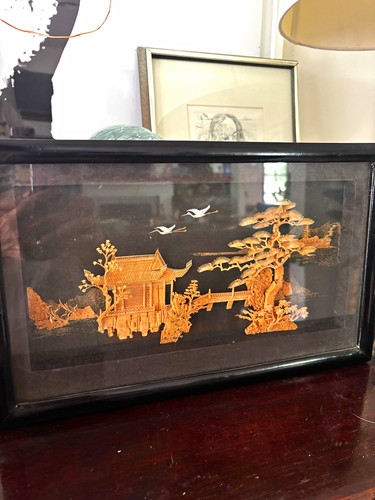 Vintagechinese framed carved - framed,