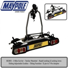 Maypole 2 Bike Cycle Carrier BC3012 Towbar Mounted 30kg Platform Tilting Locking