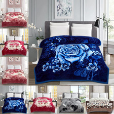 Heavy Weight 2 PLY Soft Warm Reversible Blanket King Size Bed Throw Comforter XL