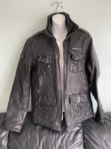 Superdry leather jacket black - superdry,