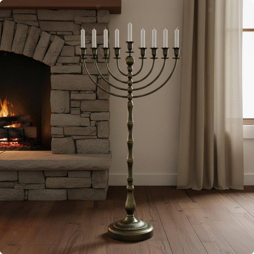 Antique bronze menorah stand - bronze,