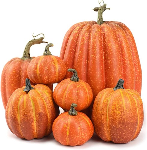 7pcs artificial pumpkin - artificial, pumpkin,fake