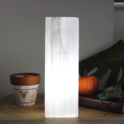 Selenite block lamp 25cm - selenite,