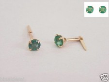 9ct Gold Andralok 3.5mm Small Real Emerald Studs Earrings Mothers X'mas Gift BOX