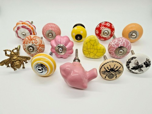 Vintage ceramic knobs pink - knobs, ~