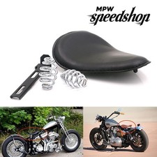 Motorcycle Black Solo Slim Leather Seat/Springs For Custom Harley Bobber chopper
