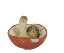 HEDGEHOG IN A MUSHROOM SMALL TINY Garden Flower Bed Inside Home Ornament H7cm