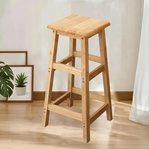 Wooden high legs stool light - wooden,