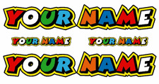 4 PERSONAL NAME STICKERS DOC ROSSI  BIKE HELMET DECALS  IOM TT MOTORBIKE QUALITY