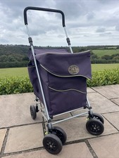 Deluxe Sholley Shopping Trolley navy blue Walking Aid Folding 6 wheeled foldable