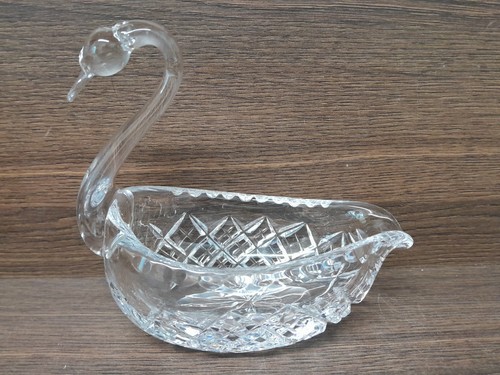 Glass swan trinket bowl - glass,