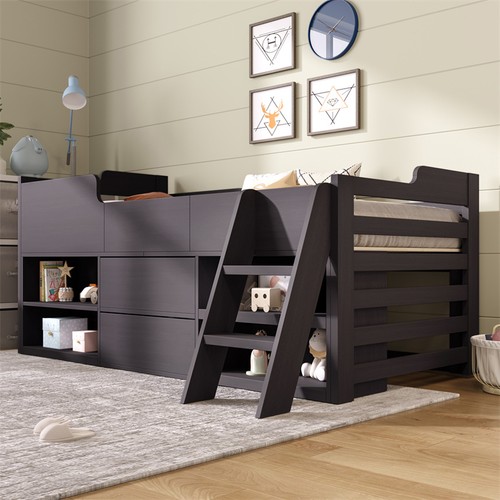 Kids wooden mid sleeper cabin - wooden,