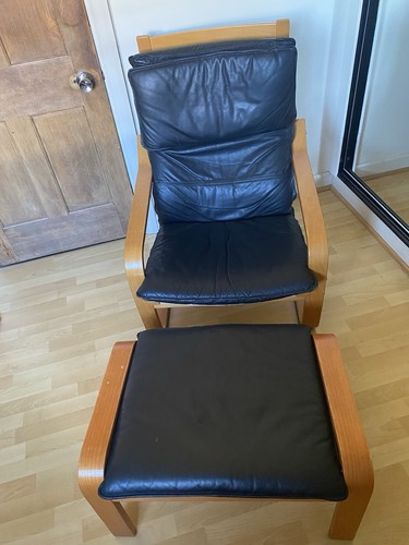Ikea poang black leather - poang,