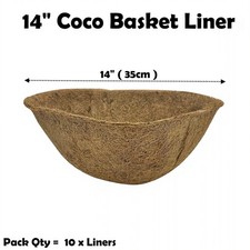Natural Coco Hanging Basket Liners Coir Moulded Coconut Fibre 14" Round | x 10