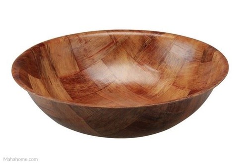 Round woven wooden bowls - wooden,