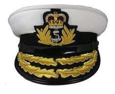Royal Navy Admirals Cap, Flag Officer, RN, Badge, Gold Peak, Military Hat R1743
