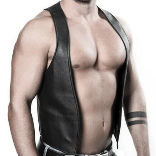 Mens leather bar vest - mens, sexy