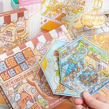 DIY Material 2.5d Cabin Scene Sticker Book Cartoon Washi Paper Journal