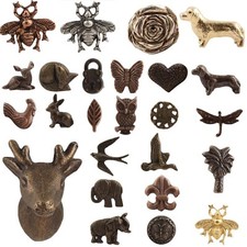 METAL IRON Door Knobs Animal HANDLES Cabinet Pulls Cupboard Drawer Antique Brass