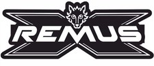 exhaust end can Alu Foil Printed DECAL STICKER EMBLEM REMUS X - white black