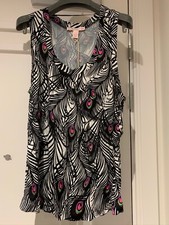 BNWT MATTHEW WILLIAMSON For H&M Vest Top Black & White Peacock Pattern Size S