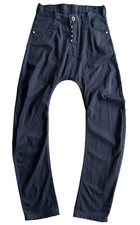 Humor Santiago Mens Low Drop Crotch Arc Leg Chino Trousers, Size W30, Navy Blue