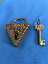 Substantial Antique Brass Yale Safety Padlock and Key Rare Item Read Listing