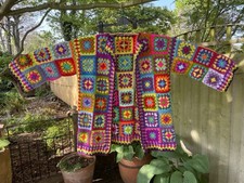 Handmade crochet Granny Squares XL Wide & Long cardi/coat Charity Sale