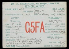 1 x QSL Card Radio UK G5FA