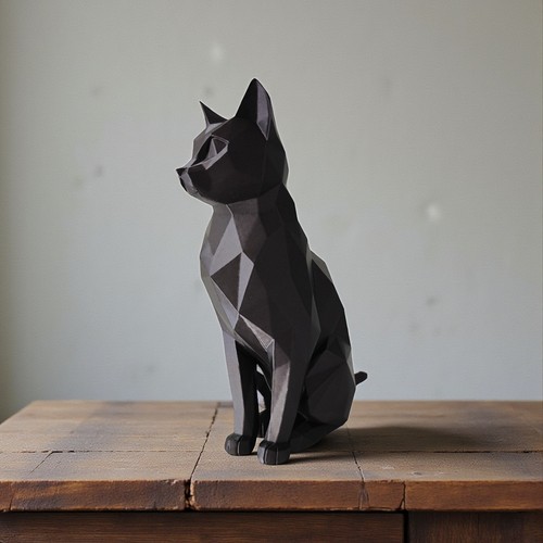 Low poly cat sculpture 20cm - low,