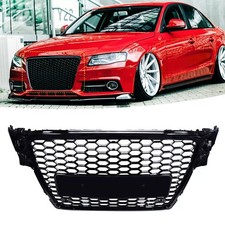 Gloss Black Honeycomb Mesh Bumper Grille Grill For Audi A4 S4 B8 RS4 2009-2012