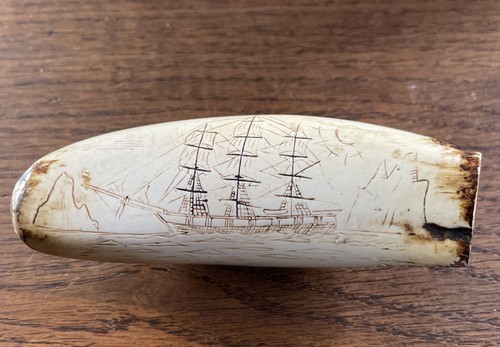 Vintage scrimshaw resin whale - resin,